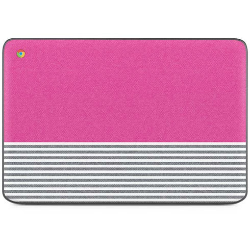 Pink and Grey Stripes HP Chromebook Skin
