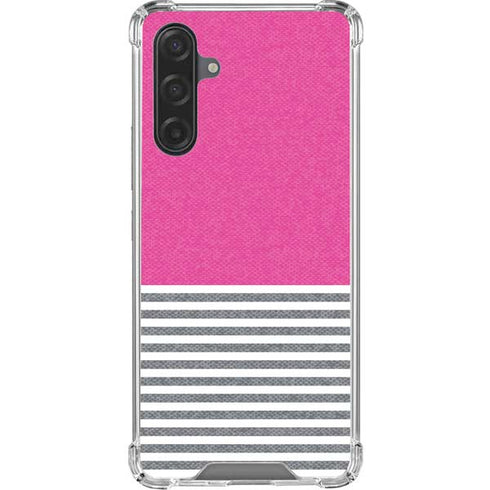 Pink and Grey Stripes Galaxy A17 Clear Case