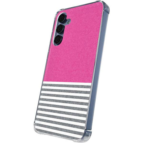 Pink and Grey Stripes Galaxy A35 5G Clear Case