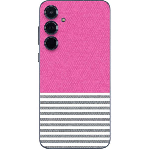 Pink and Grey Stripes Galaxy A35 5G Skin