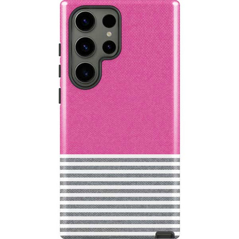 Pink and Grey Stripes Galaxy S23 Ultra Pro Case