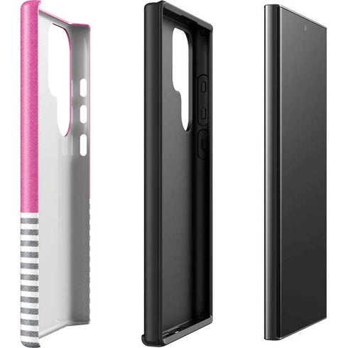 Pink and Grey Stripes Galaxy S23 Ultra Pro Case