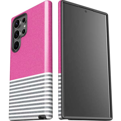 Pink and Grey Stripes Galaxy S23 Ultra Pro Case