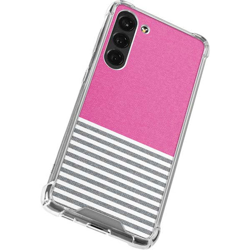 Pink and Grey Stripes Galaxy S24 FE Clear Case