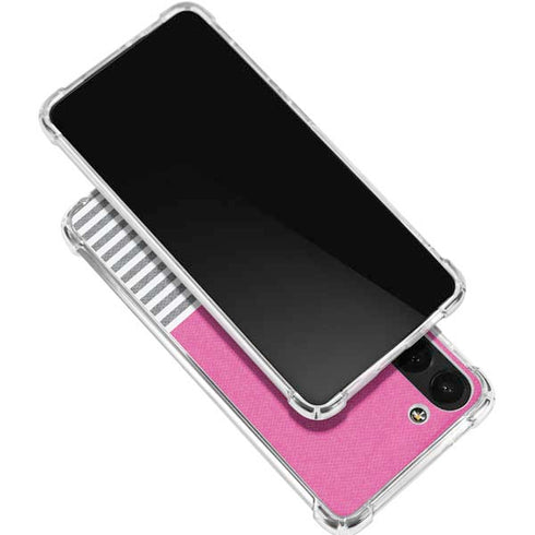 Pink and Grey Stripes Galaxy S24 FE Clear Case