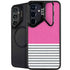 Pink and Grey Stripes Galaxy S24 Kickstand Case