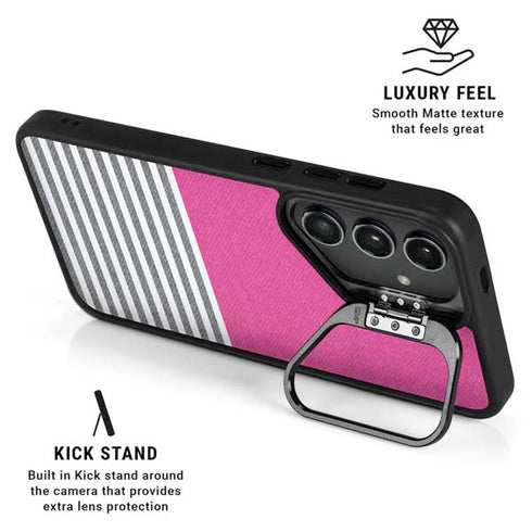 Pink and Grey Stripes Galaxy S24 Kickstand Case