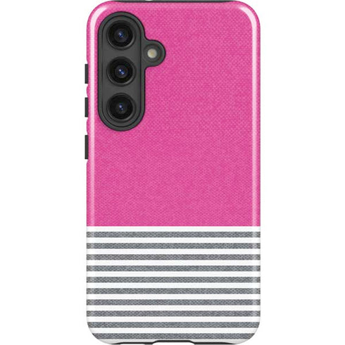 Pink and Grey Stripes Galaxy S25 Plus Impact Case