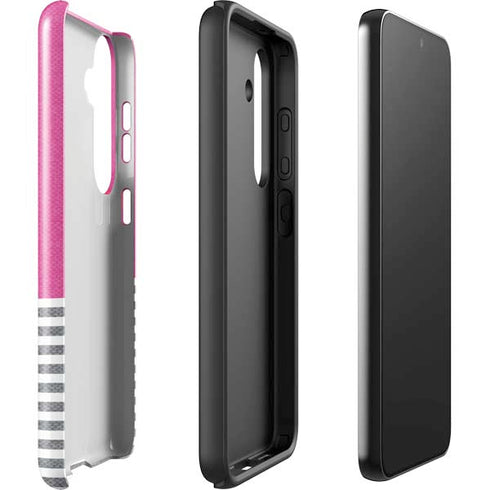Pink and Grey Stripes Galaxy S25 Plus Impact Case