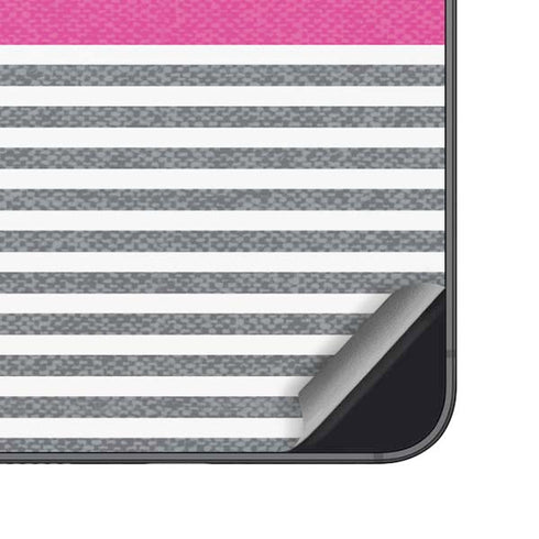 Pink and Grey Stripes Galaxy S25 Plus Skin