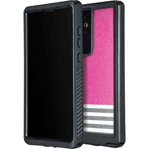 Pink and Grey Stripes Galaxy S24 Ultra Waterproof Case