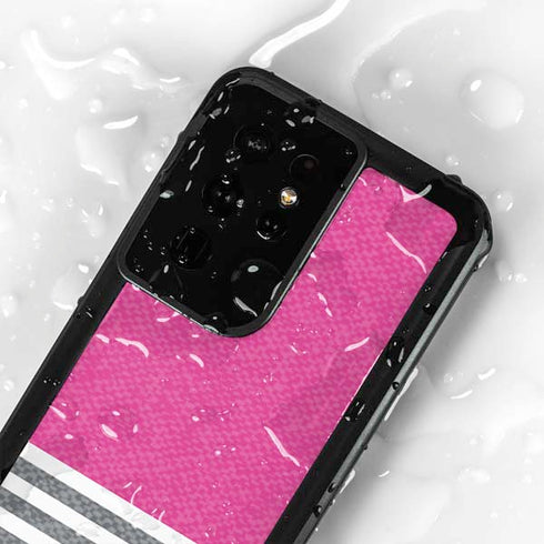 Pink and Grey Stripes Galaxy S24 Ultra Waterproof Case