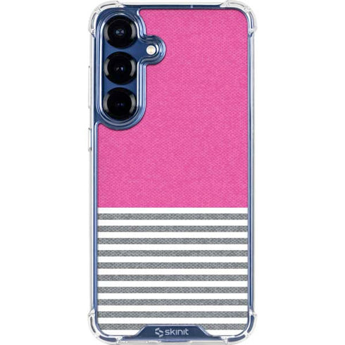 Pink and Grey Stripes Galaxy S25 Clear Case