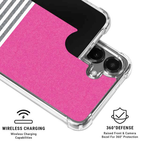Pink and Grey Stripes Galaxy S26 Plus Clear Case
