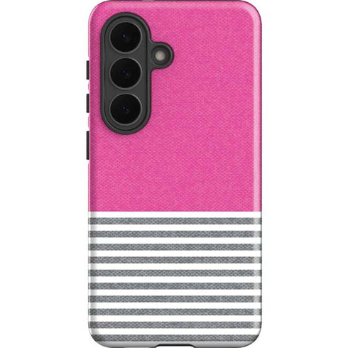 Pink and Grey Stripes Galaxy S26 Plus Impact Case