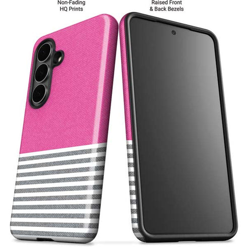 Pink and Grey Stripes Galaxy S26 Plus Impact Case