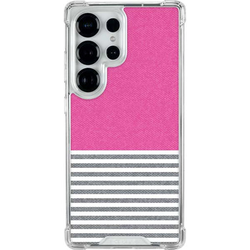 Pink and Grey Stripes Galaxy S26 Ultra Clear Case