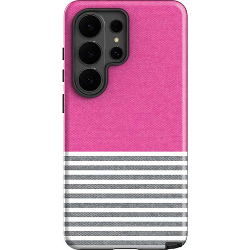 Pink and Grey Stripes Galaxy S26 Ultra Impact Case