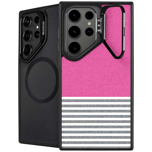 Pink and Grey Stripes Galaxy S26 Ultra Kickstand Case