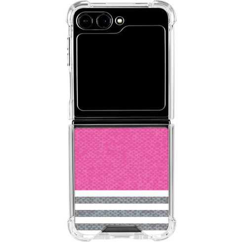 Pink and Grey Stripes Galaxy Z Flip6 Clear Case