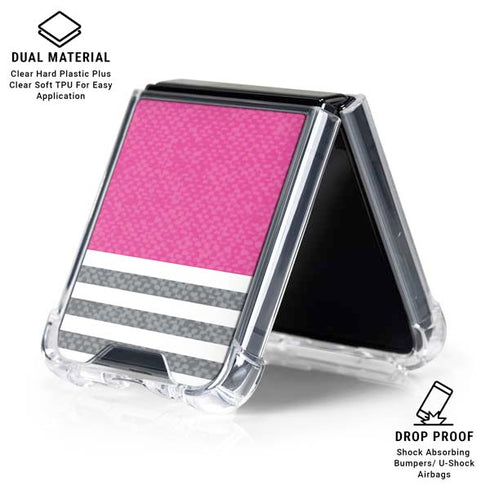 Pink and Grey Stripes Galaxy Z Flip6 Clear Case