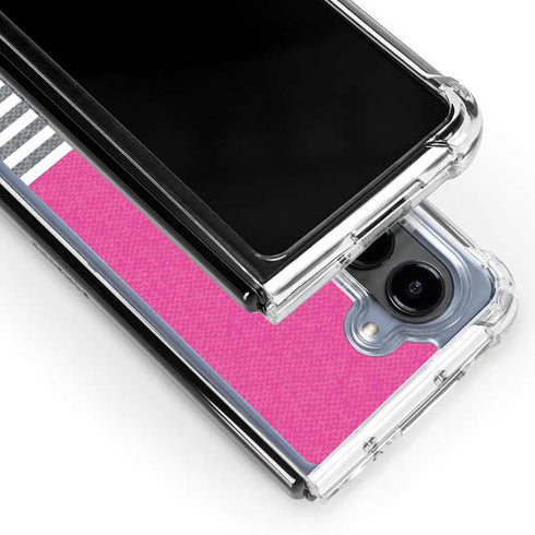 Pink and Grey Stripes Galaxy Z Fold5 5G Clear Case