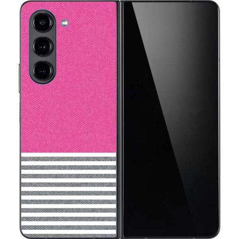 Pink and Grey Stripes Galaxy Z Fold5 5G Skin