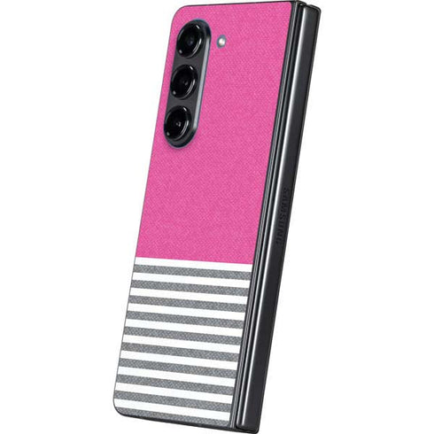 Pink and Grey Stripes Galaxy Z Fold5 5G Skin