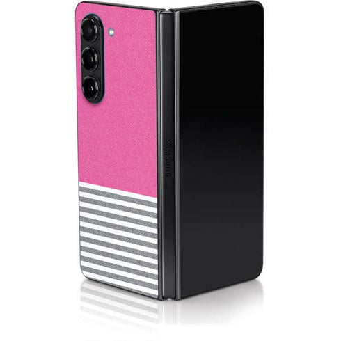 Pink and Grey Stripes Galaxy Z Fold5 5G Skin