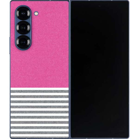 Pink and Grey Stripes Galaxy Z Fold6 Skin