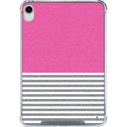 Pink and Grey Stripes iPad 11th Gen (2025) Clear Case