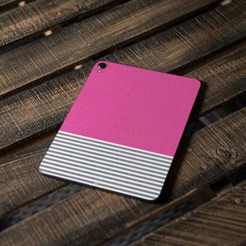 Pink and Grey Stripes Apple iPad Pro Skin