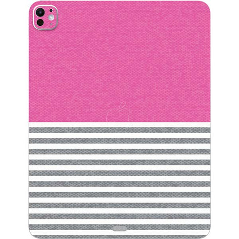 Pink and Grey Stripes iPad Pro 13in M4 (2024) Skin