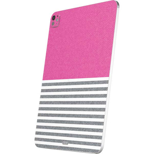 Pink and Grey Stripes iPad Pro 13in M4 (2024) Skin