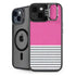 Pink and Grey Stripes iPhone 14 Kickstand Case