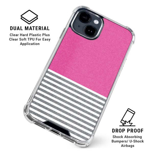 Pink and Grey Stripes iPhone 15 Clear Case