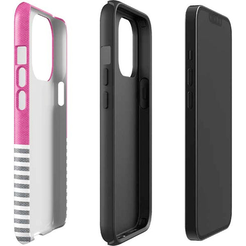 Pink and Grey Stripes iPhone 15 Pro Impact Case
