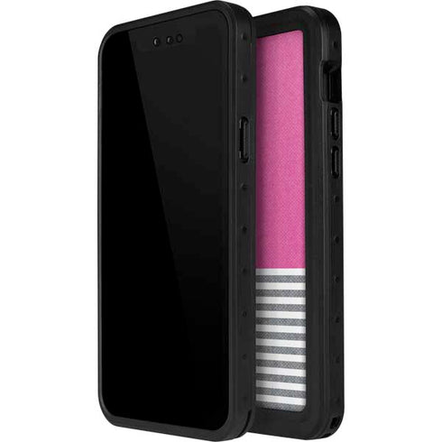 Pink and Grey Stripes iPhone 15 Pro Waterproof Case