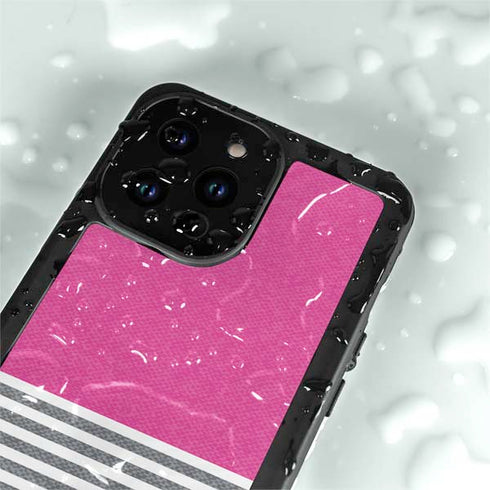 Pink and Grey Stripes iPhone 15 Pro Waterproof Case