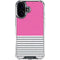 Pink and Grey Stripes iPhone 16 Clear Case