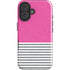 Pink and Grey Stripes iPhone 16 Impact Case