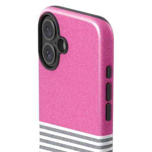Pink and Grey Stripes iPhone 16 Impact Case