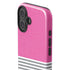 Pink and Grey Stripes iPhone 16 Impact Case