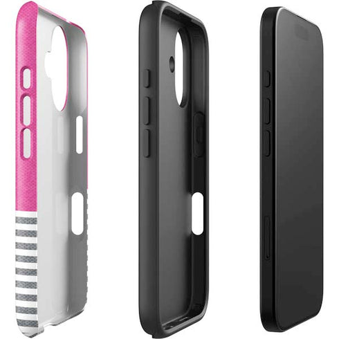Pink and Grey Stripes iPhone 16 Impact Case