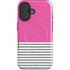 Pink and Grey Stripes iPhone 16 Magsafe Impact Case