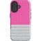 Pink and Grey Stripes iPhone 16 Plus Impact Case
