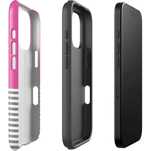 Pink and Grey Stripes iPhone 16 Pro Impact Case