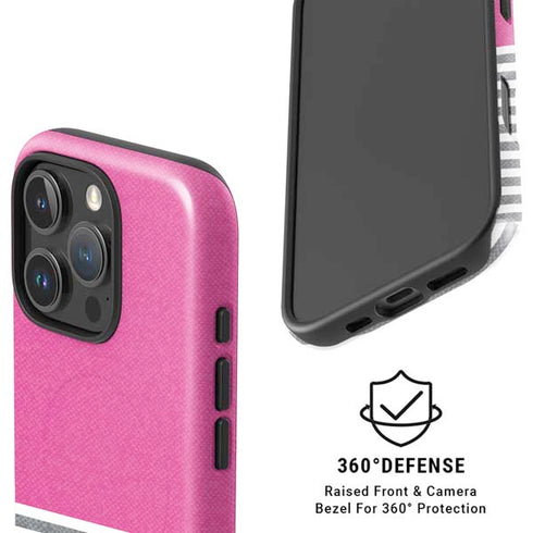 Pink and Grey Stripes iPhone 16 Pro Magsafe Impact Case