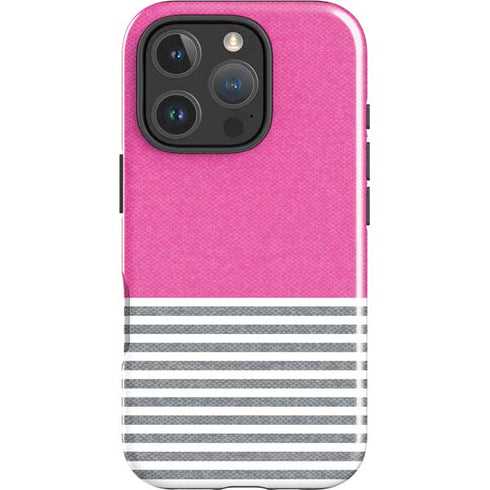Pink and Grey Stripes iPhone 16 Pro Max Impact Case
