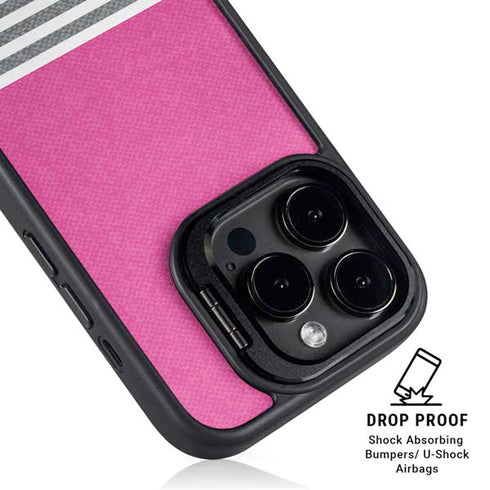 Pink and Grey Stripes iPhone 16 Pro Max Kickstand Case